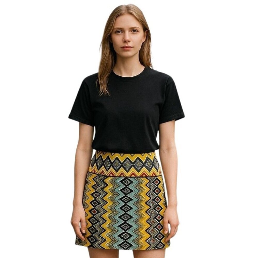 Ann Taylor Loft Boho Festival Tribal Geometric Print Mini Skirt Womens Size 6